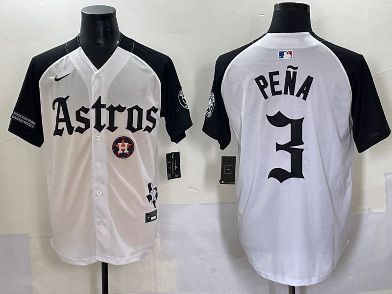 Men 2025 Houston Astros #3 Pena white black Five generations Joint Name Nike MLB Jersey style 13->houston astros->MLB Jersey